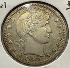 1907 Barber Quarter 25C Silver U.S. Coin - F Detail (U229)