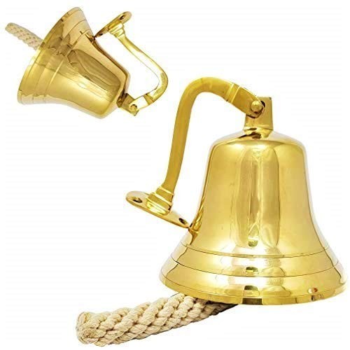 Brass Wall Hanging Bell 5 Inch with Rope – Decorative Temple Bell Festival Gift - Picture 2 of 6