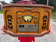 Anders Nicholson F-900 Wood Cabinet Turntable AM/FM Radio CD Player Brown