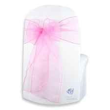 20 pcs Organza Chair Cover Bow Sash 108"x8" - Hot Pink - Wedding Party ix