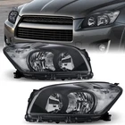 Headlights For 2009-2012 Toyota RAV4 Black Clear Headlamps Pair Left+Right