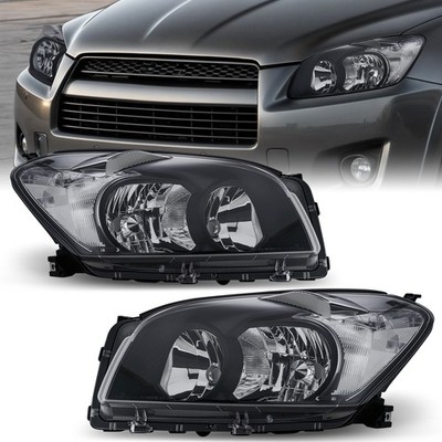 Headlights For 2009-2012 Toyota RAV4 Black Clear Headlamps Pair Left+Right