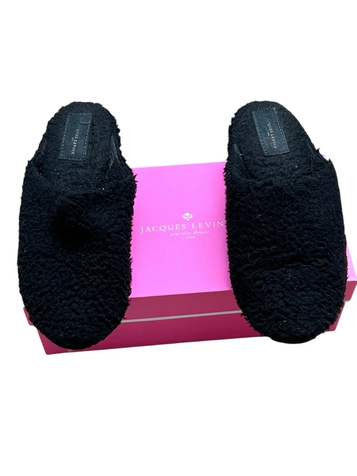 Zapatilla de cuña Jacques Levine difusa imitación piel de oveja negra 92-903Q $160 talla 8 Foto 3 de 4