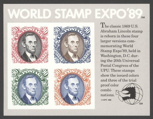 1989 US Scott #2433, World Stamp Expo Souvenir Sheet MNH