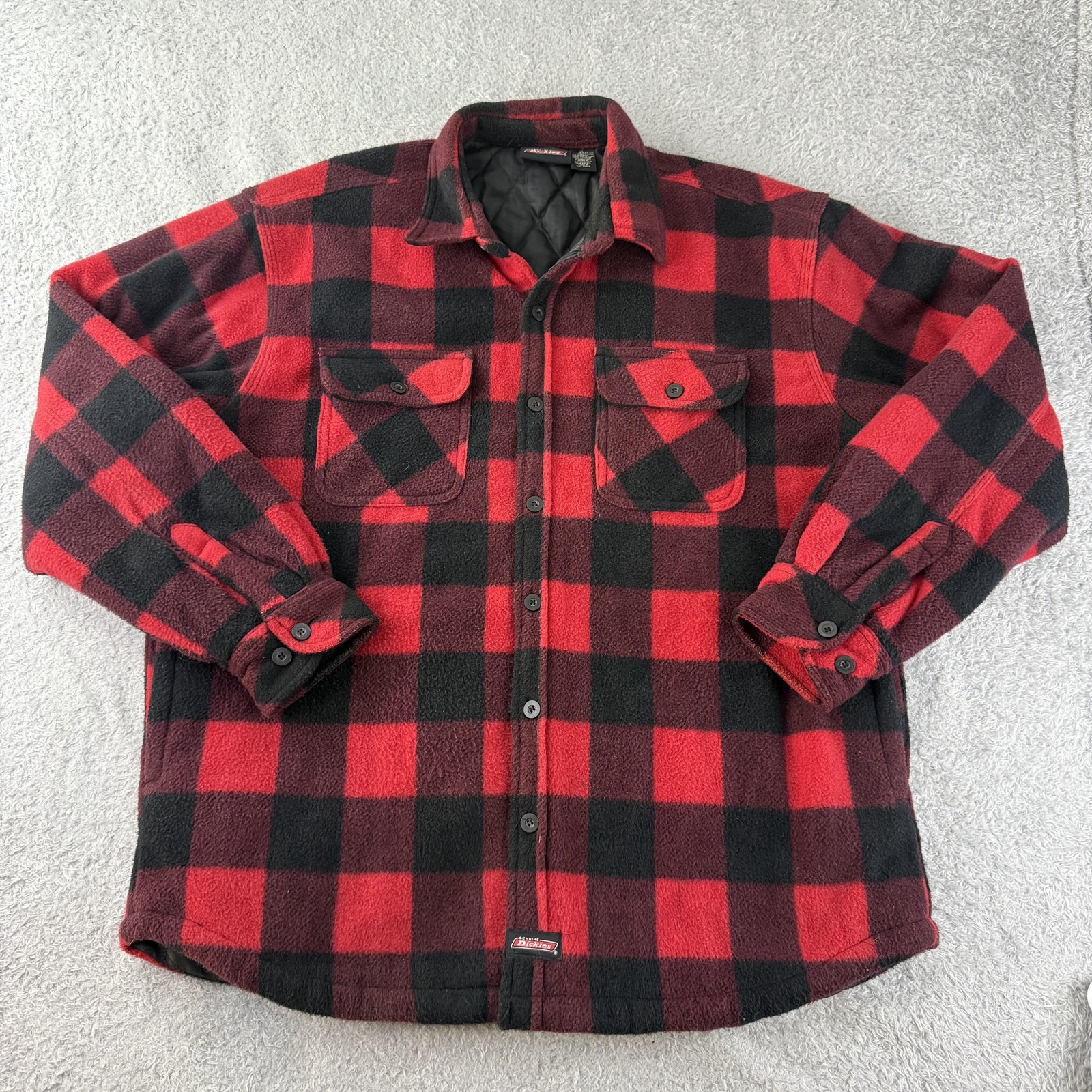 Dickies Jacket Mens XL Red Buffalo Plaid Fleece Quilted Line