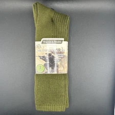 Yacht & Smith 3 Pairs Green Military Boot Socks “New” Free Shipping Size 10-13