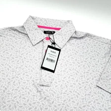 SWAG Golf Polo Shirt Men's Large White Skull Logo AOP Don't Give A Putt NWT