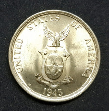 W0RLD COINS -Philipines Silver 50 Centavos 1945  Km-183  Unc