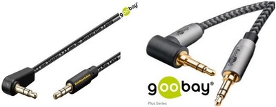 Winkel 90° Stecker Klinke 3,5mm Stereo AUX Goldkabel 0,5m, 1m, 2m, 1,5m, 3m, 5m