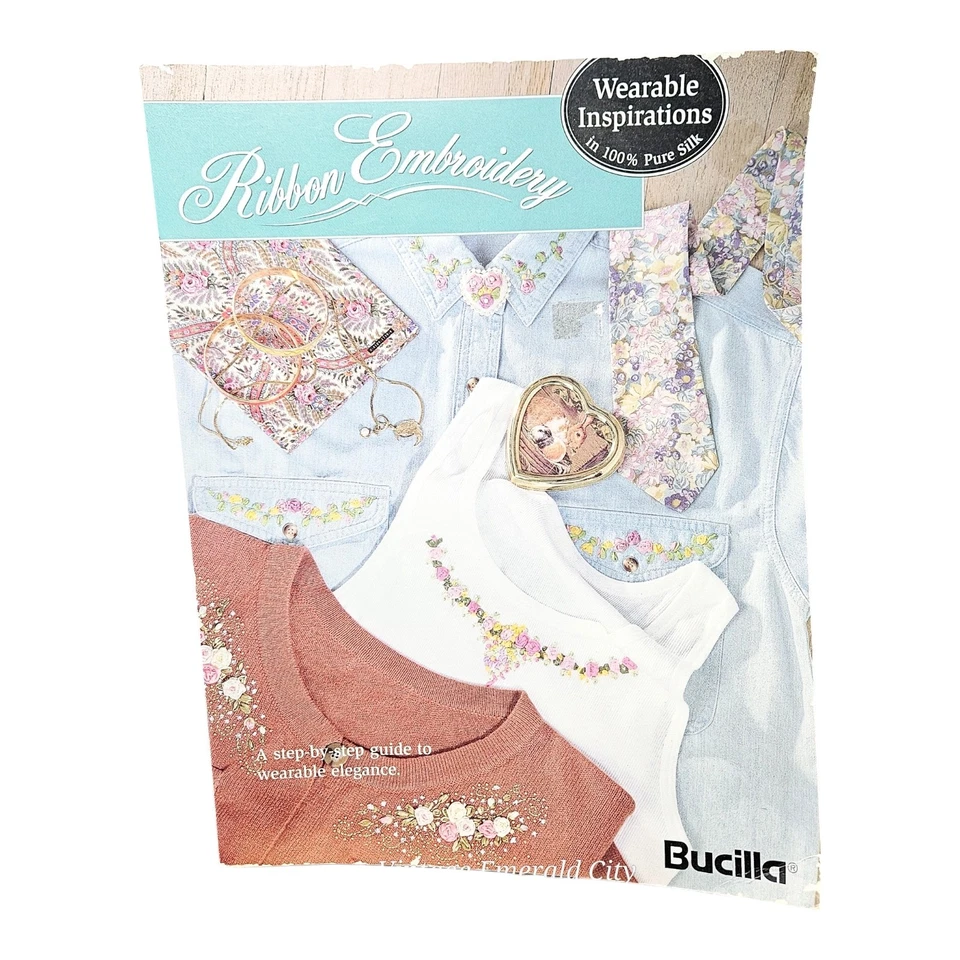 Vtg Bucilla Ribbon Embroidery STEP-BY-STEP Guide Booklet Retro Fashion Craft - Image 2 of 4