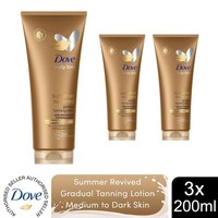 3 Pack Dove DermaSpa Summer Revived Gradual Self Tan Body Lotion, 200ml