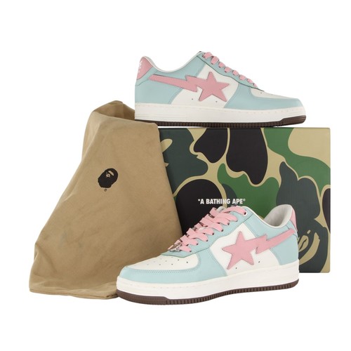 A BATHING APE 1J30191011 Bape Sta Low Blue Pink Sneakers Size 10 (FPP008602)