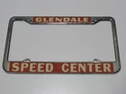 ULTRA RARE NOS Glendale Speed Center CA Metal License Plate Frame Tag Holder