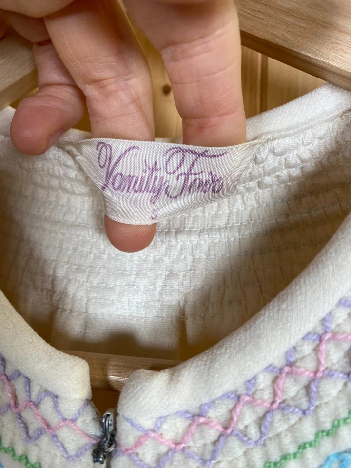 Camisón Vintage Vanity Fair Largo Cremallera Bata de Vellón Cálido Pradera Abuela Talla S Foto 3 de 4