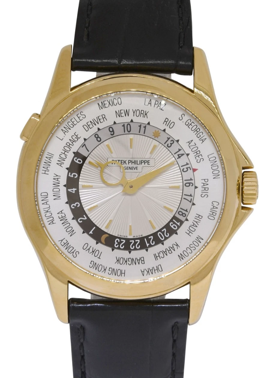 Patek Philippe — Patek Philippe World Time 5130 Yellow Gold Complications Mens 39.5mm Watch 5130J