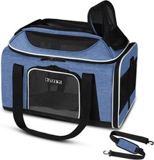 Petskd 17x11x9.5" Top-Expandable, Airline Approved Pet Carrier, Blue NewOpenBox
