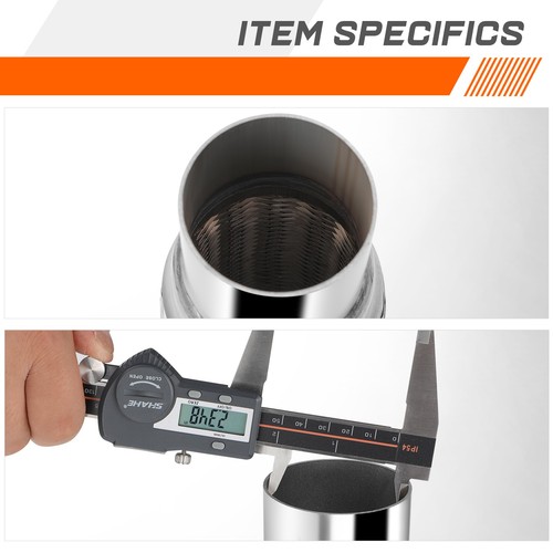 Universal 12" Length 2.5"OD Double Braid Stainless Steel Flex Tube Exhaust Pipe - Bild 5 von 6