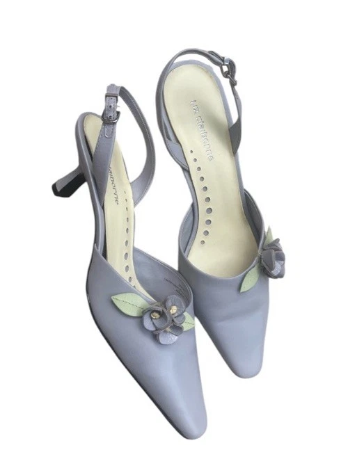 VTG Liz Claiborne Dove Gray Slingback Heels Size 10 Floral Detail NWOT - Image 4 of 4