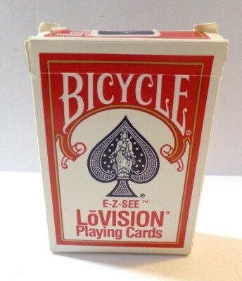 Bicycle Lo Vision E-Z See Playing Cards LoVision Large Index RED Missing 2, SM-2