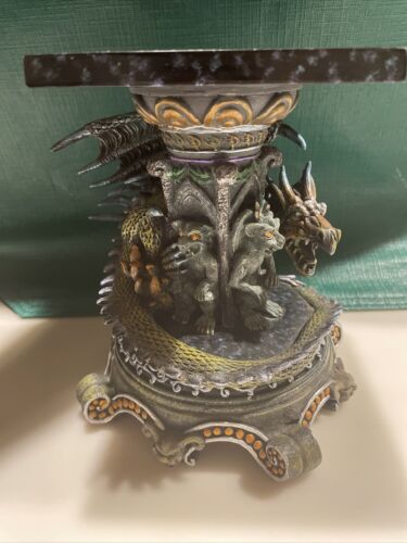 Piédestal gothique dragon/gargouille ailé médiéval piédestal bougie support pilier - Photo 1 sur 18