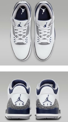 Nike Jordan 3 Retro White Midnight Navy Sneakers CT8532-140 Size US 10.5 - Picture 4 of 7
