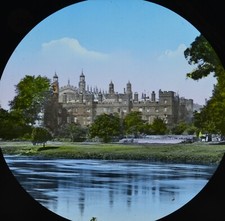 c1890s Magic Lantern Slide Photo Coloured River Thames Eton College From River
