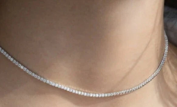 choker collana tennis donna in Argento 925 rodiato  zirconi bianchi.  1,5 mm - Immagine 2 di 4