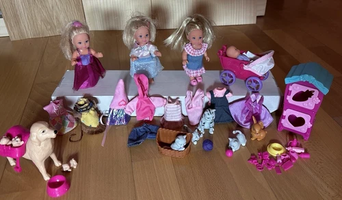 Simba Steffi Love Zubeör Konvolut, Baby, Hasenstall, Katzen, Hund mit Welpen usw