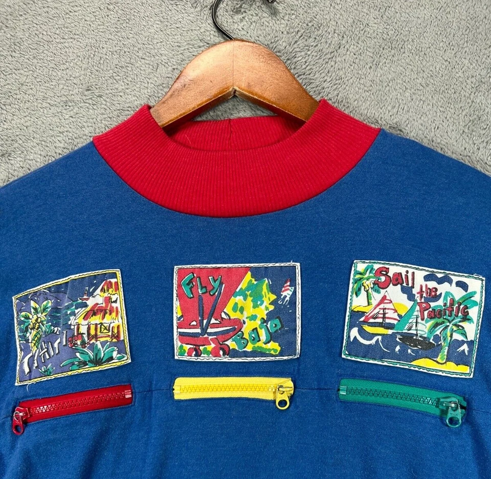 CA Sport Vintage Años 90 Mujer Prendas para el torso Náutico Pequeña Azul Camisa de Vela Manga Larga Foto 2 de 4