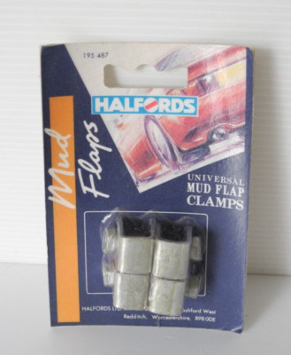 VTG 1980s SET OF 4 HALFORDS UNIVERSAL  U  FITTING MUD FLAP CLAMPS BNIB!!