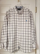 US Polo Assn Long Sleeve Button Down Window Pane Men Dress Shirt Size XXL As Is