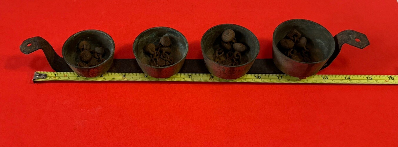 Antique Brass Carriage/Sleigh Bell 4 Graduated Bells With End Mounts