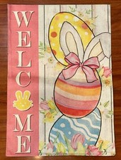 Welcome Easter Egg Bunny Ears 12x18 In Garden Flag Double Sided