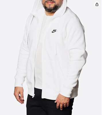 Nike sportswear club fleece full-zip hoodie white for men