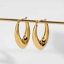 18K Gold Plated Teardrop Hoop, Stainless Steel Earrings for Women