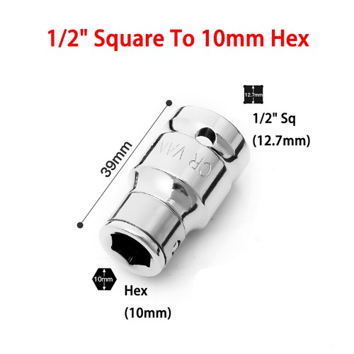 1/4" 3/8" 1/2" Square Drive To 1/4" / 8mm (5/16") /10mm Hex Bit Holder Adapter - Picture 9 of 14