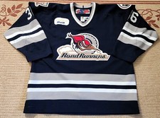 VERY RARE!! 2004-05 Edmonton Road Runners Mathieu Roy # 36 navy game used jrsy