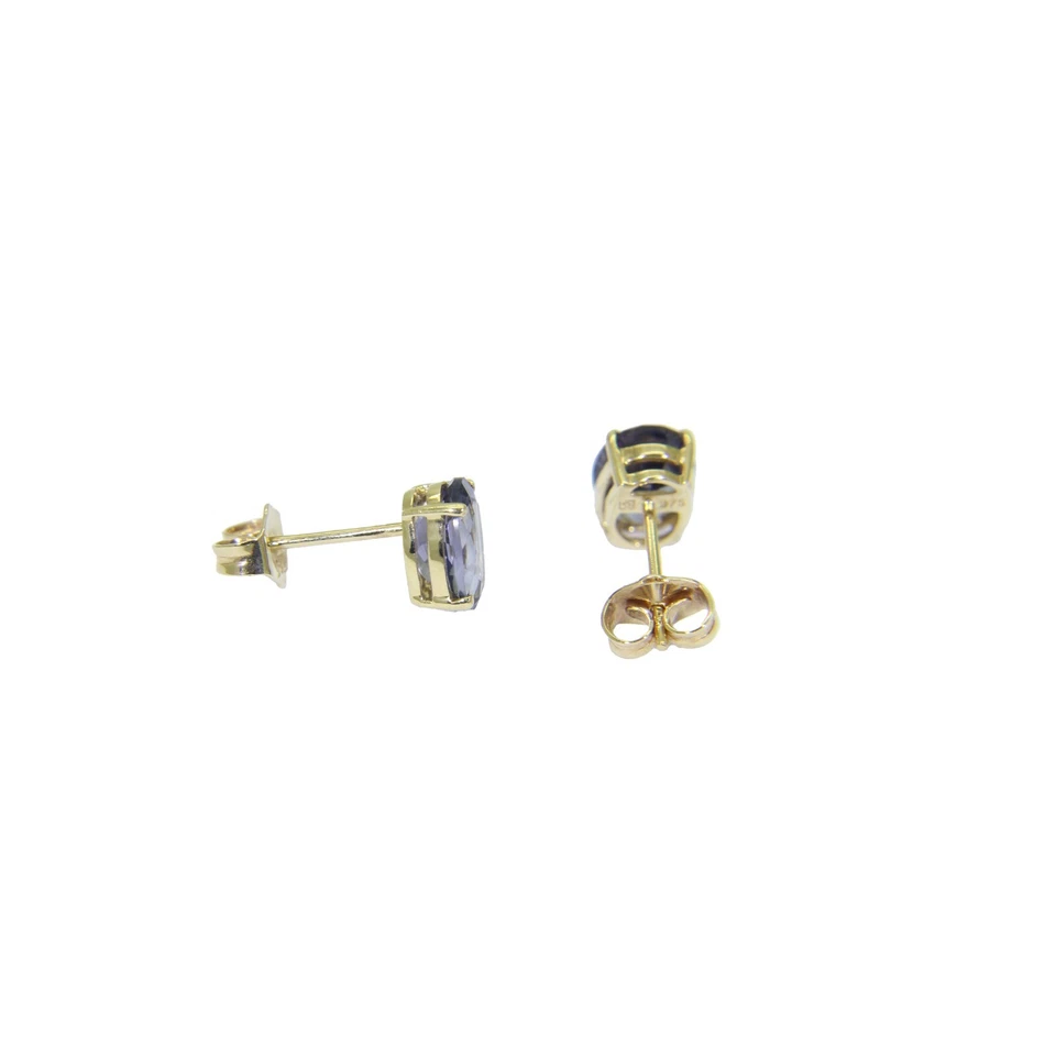 Aretes de cuarzo arándano de oro de 9 quilates Foto 4 de 4