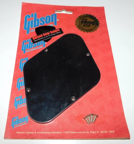 Gibson Les Paul Cavity Plate Rear Control Cover Black Guitar Parts Kit NOS 80's