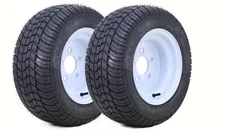 LIBRA Golf Cart Tire Rim 205/50-10 4-Ply 5 Lugs on 4.5" White , Set 2 -14002
