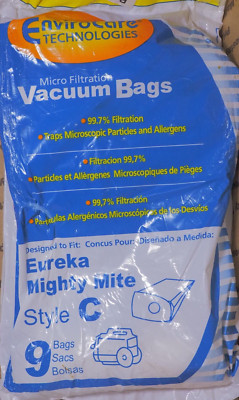 9 Bags   Total UltraCare Eureka Type C Vacuum Bags (3000 & 3100) Upright BX34