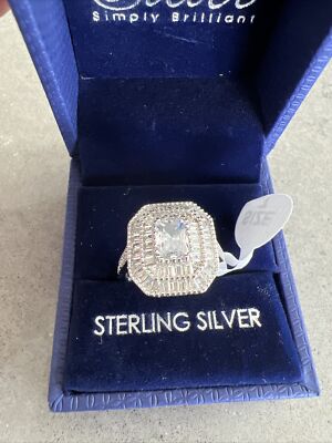 Simply Silver Cubic Zirconia Octagonal Tiered Sterling