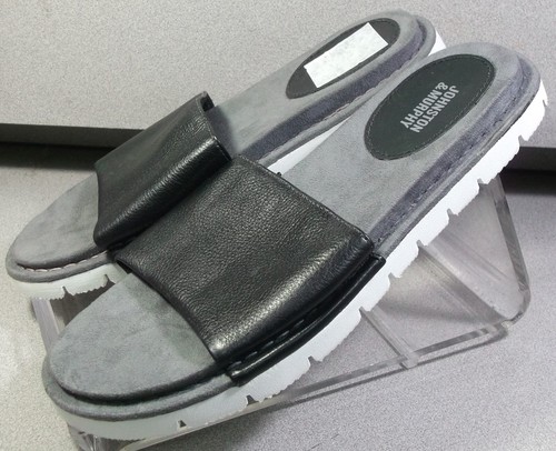 252455 MS38 MEN'S SHOE SIZE 8 M BLACK LEATHER SLIDE BY JOHNSTON & MURPHY