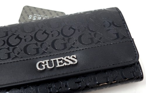 NEW (small flaw) GUESS Women's Ellison Logo Embossed Wallet Clutch Bag -Black - Picture 5 of 5