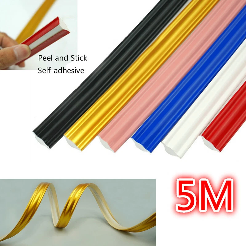 Self-adhesive Wall Molding Trim Caulk Strip Line Flexible Edge Corner Adorn Gold - Image 2 of 4