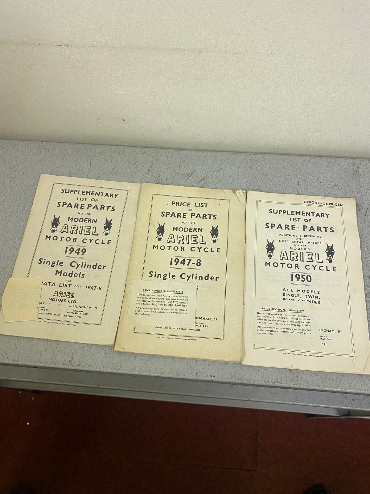 Ariel motorcycle Parts Book fully Illustrated Original 19478/1949/1950