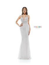 Authentic Colors Dress 2337-Color: White-Size 10- Prom Dress