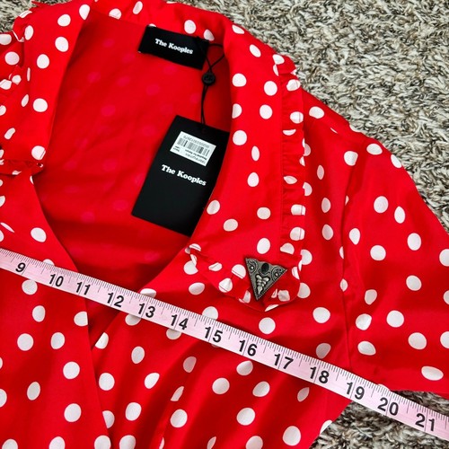 The Kooples Seiden-Wickelkleid gepunktet – hellrot Größe 2 US Small 340 $ - Bild 11 von 12