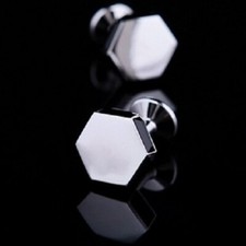 Amazing Black Fancy Onyx 10 Karat White Gold Men's Stud Unique Cufflinks Set