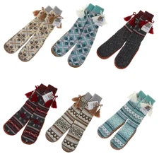 Muk Luks Traditional Tassel Knit Slipper Socks